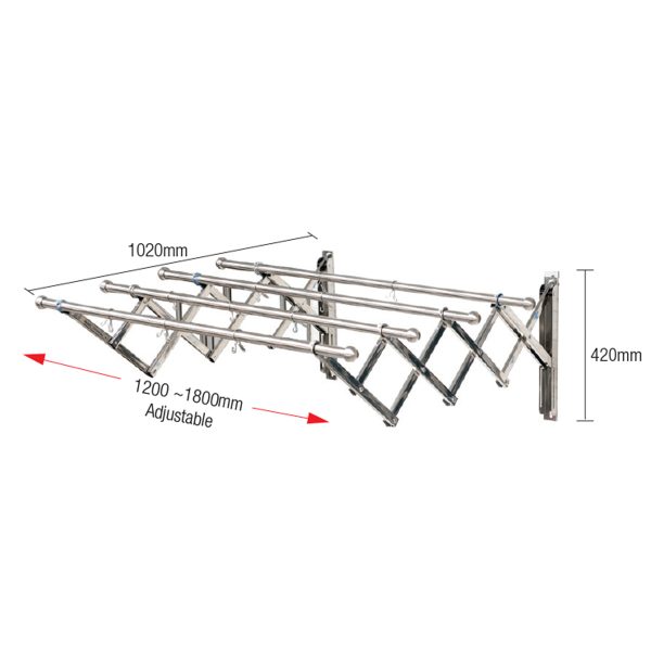 Adjustable/Retractable Clothes Hanger (4 Tubes) SW-CH42518-AL-SS - Image 2