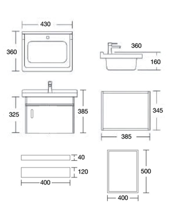 6 in 1 Bathroom Cabinet Set SWBC-SS6406 - Image 2