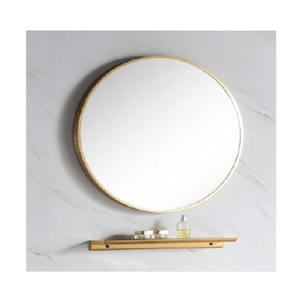 Gold Aluminum Frame - Round Frame Mirror c/w Shelf SWMR-5050-GD