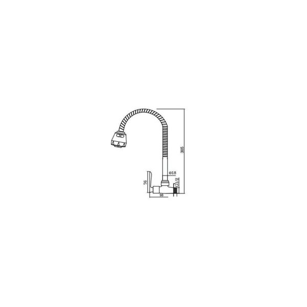Flexible Hose Kitchen Wall Sink Tap SWP-BR-3473 - Image 2