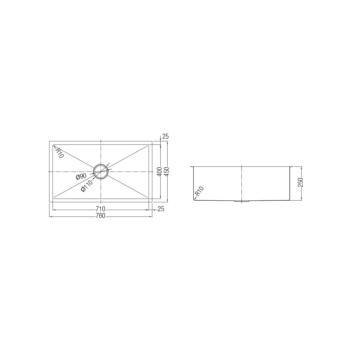 Single Bowl Kitchen Sink SKS-230-7645-SSECO - Image 2